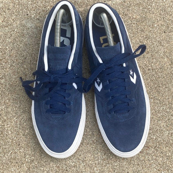 Converse Cons Pro Leather Low-Top Skate Shoes Navy Blue White Sz 7 - Picture 2 of 10